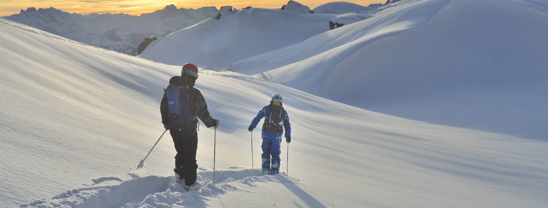 Unverspurt, beste Bedingungen für off piste Guiding